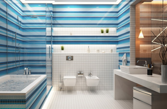 Paredes rayadas en el interior del baño