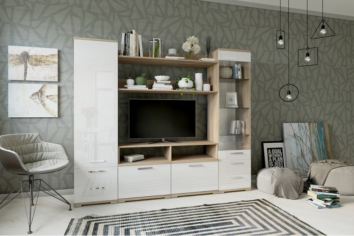 pared modular en el interior del salón