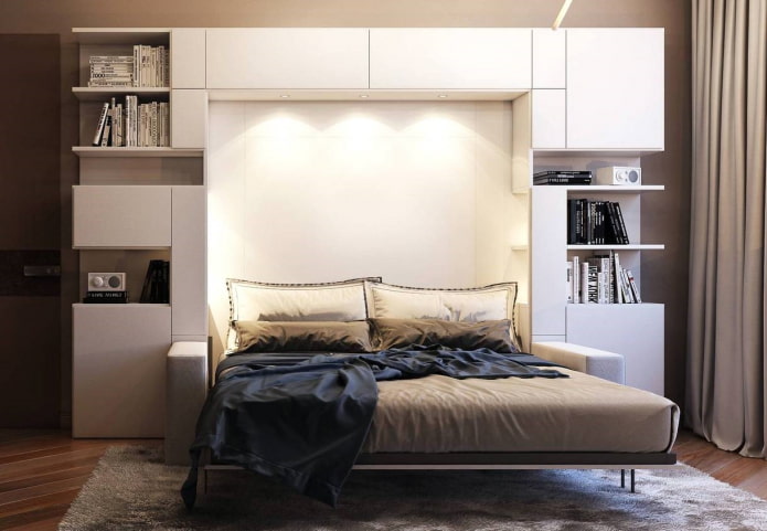 mueble de pared transformable en el interior del salón