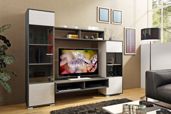 mueble de pared en el interior del salón