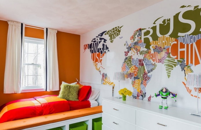 Vinilo decorativo en forma de mapa para la habitación de los niños