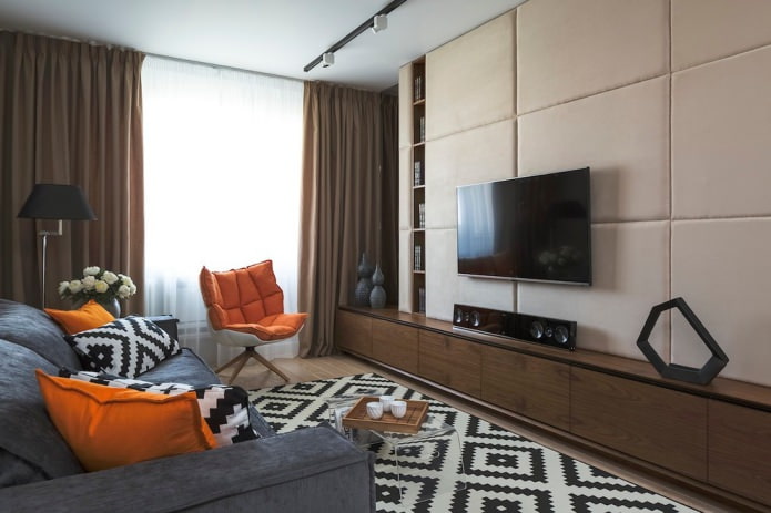paneles suaves en la pared con un televisor