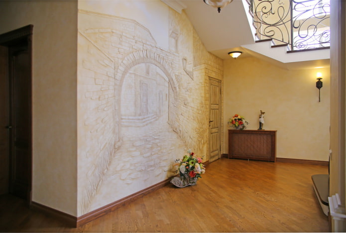 Bas-relief on the wall in the hall