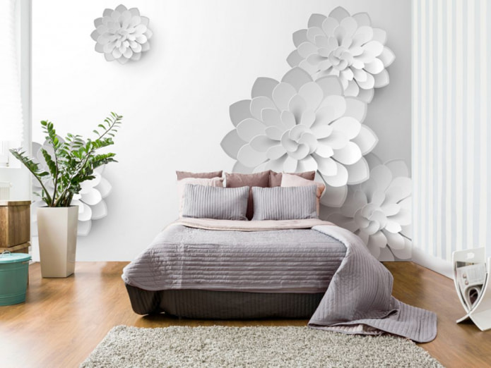 Papel pintado estereoscópico en el dormitorio