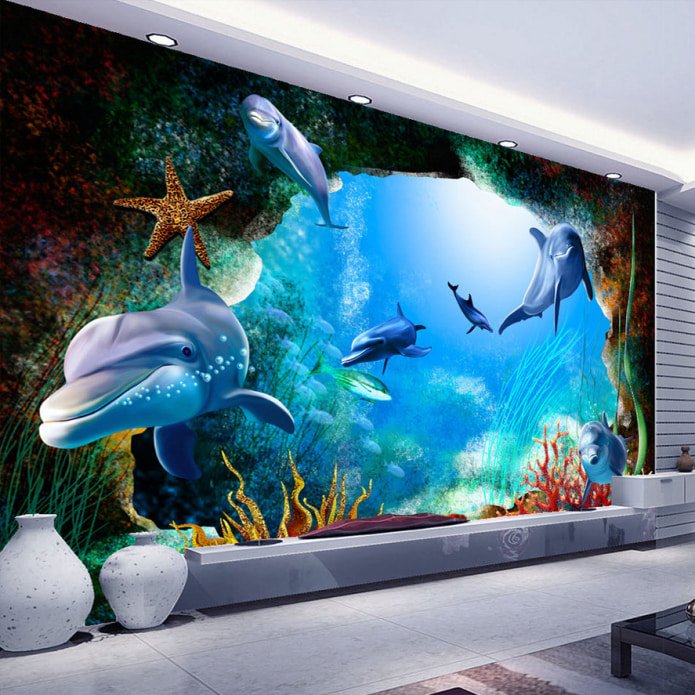 Mundo submarino sobre papel pintado