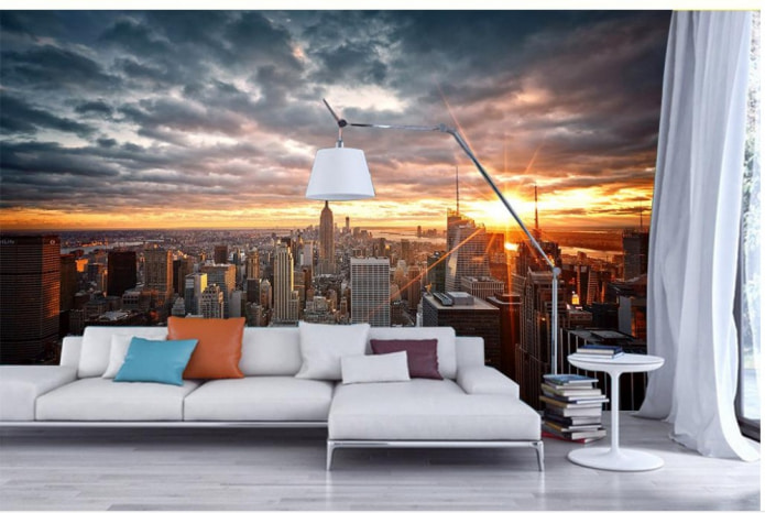 papel tapiz fotográfico con una ciudad