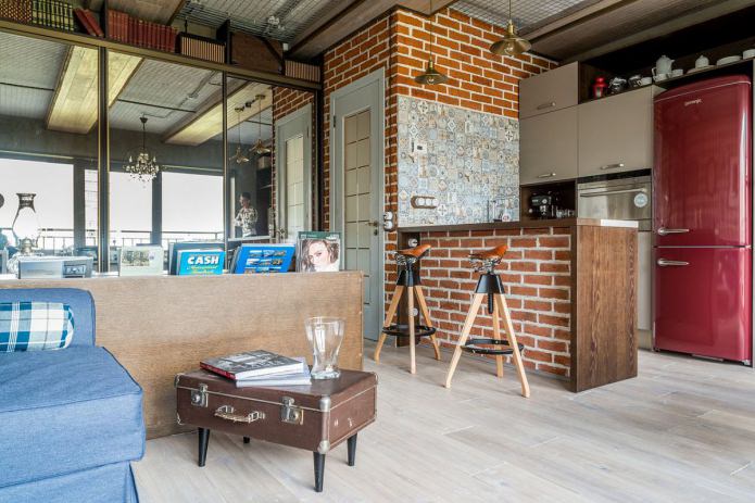 Suelos claros en un interior tipo loft