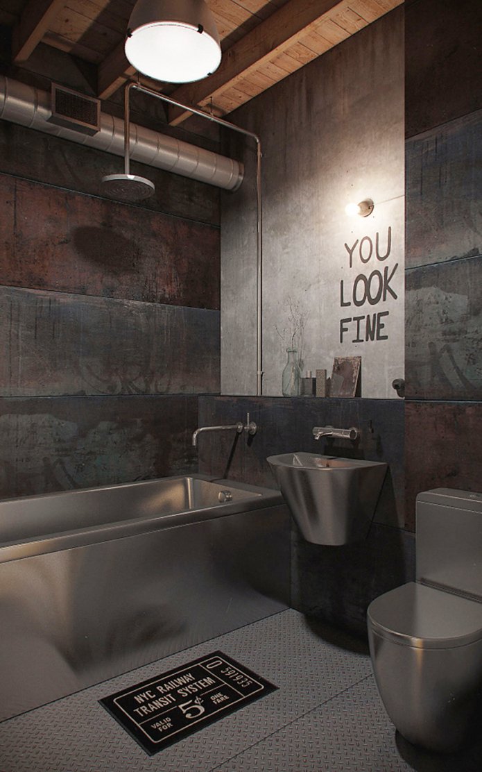 iluminación en el interior de un baño estilo loft