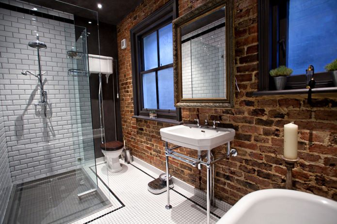 fontanería en el baño estilo loft