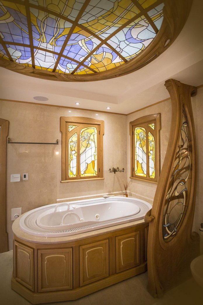 vitrales en el baño