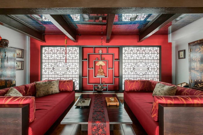 Decoración de sala de estar de estilo chino