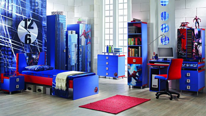 Interior de habitación infantil al estilo de Spider-Man