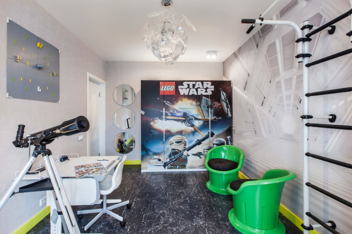 papel pintado fotográfico para habitación infantil que amplía el espacio