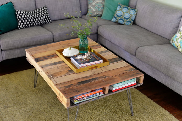Mesa de centro hecha con palets