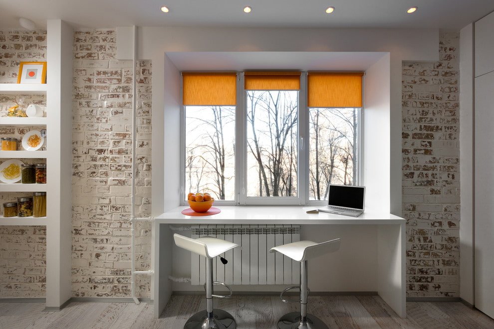 Mesa de alféizar: tipos, materiales, ideas de diseño, formas, fotos de interiores