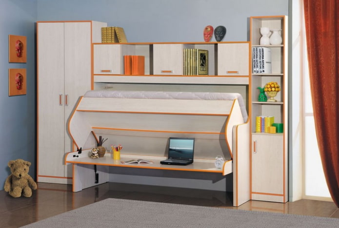 Mesa infantil combinada con cama infantil
