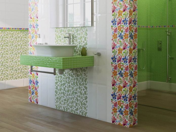 Encimera de azulejos verdes en el interior