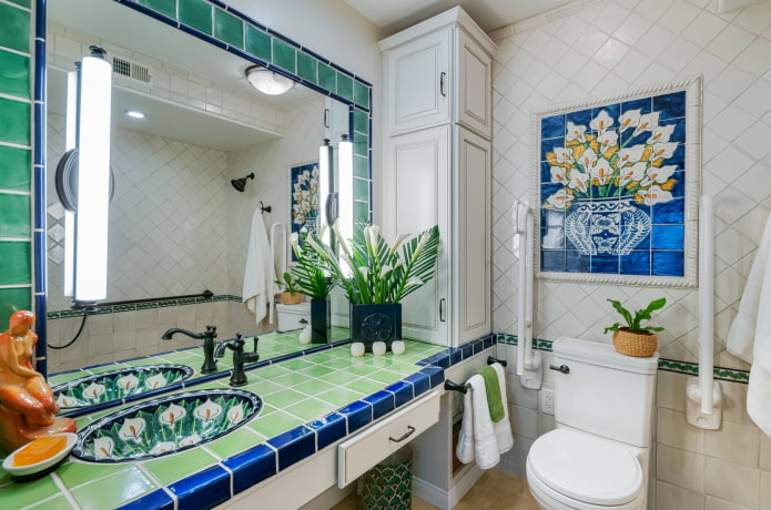 countertop with tiled finish in Mediterranean style
