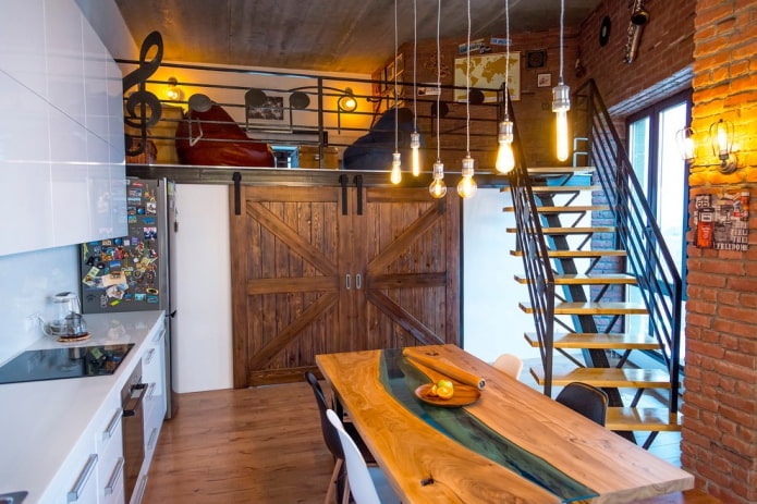 Mesa de río en un interior estilo loft