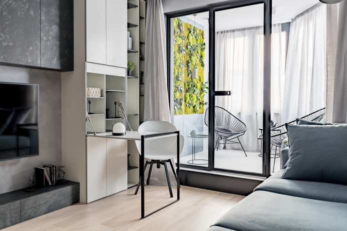 Mesa plegable en el interior en estilo loft