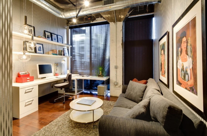Mesa esquinera en un interior de estilo loft