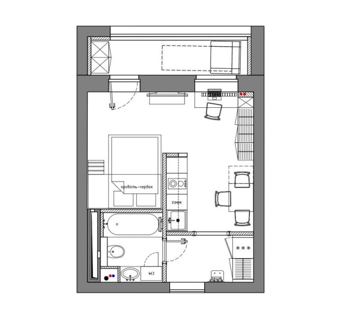 Diagrama con muebles