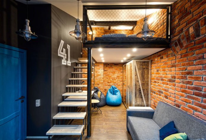 diseño de un pequeño estudio de estilo industrial