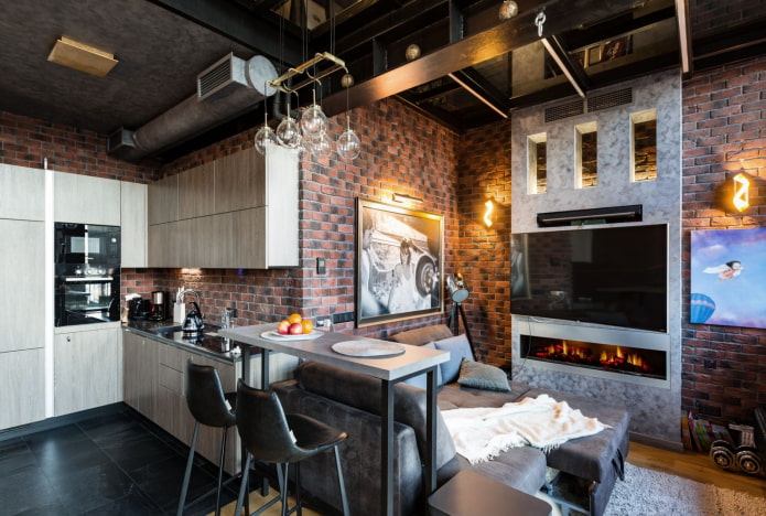 diseño de un pequeño estudio de estilo industrial