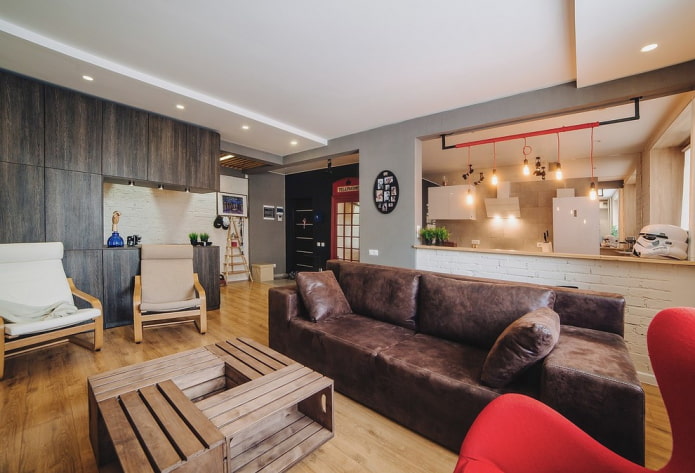 decoración de estudio en estilo loft