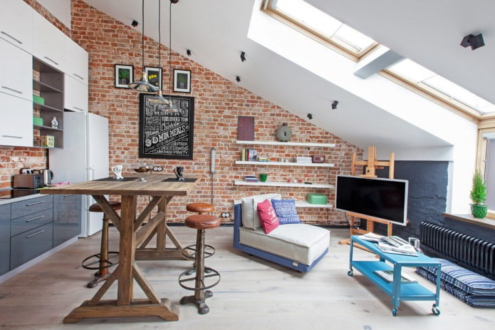 Suelos claros en un interior tipo loft