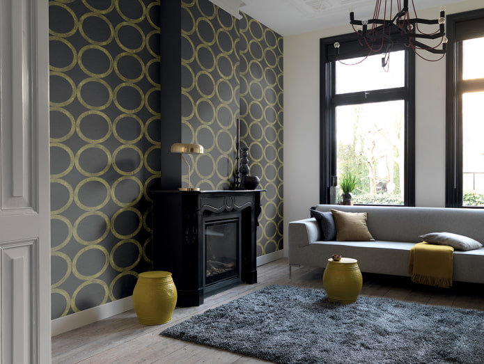 papel pintado de tela negro en el interior