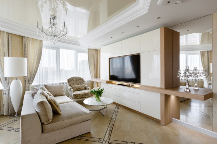 Televisor integrado en el mueble del salón