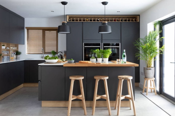 Juego de cocina gris oscuro