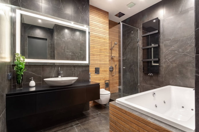 Molduras de madera en el baño