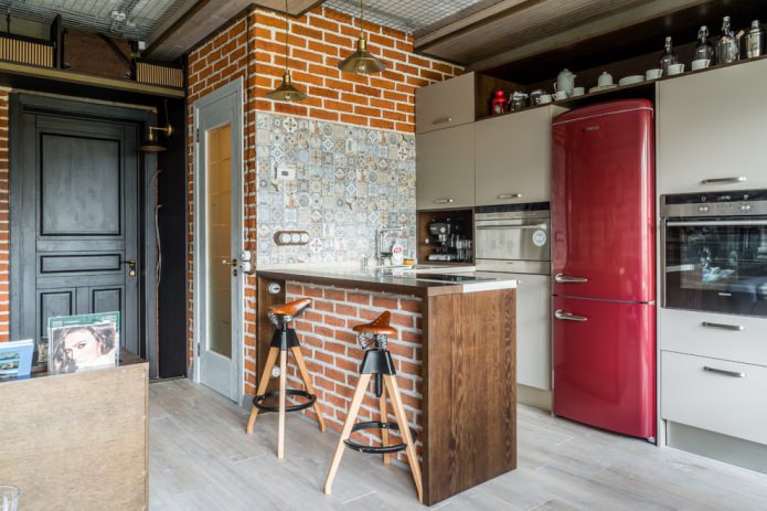 puerta oscura en un apartamento tipo loft
