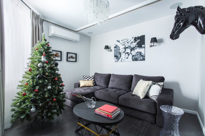 Muebles y suelo oscuros