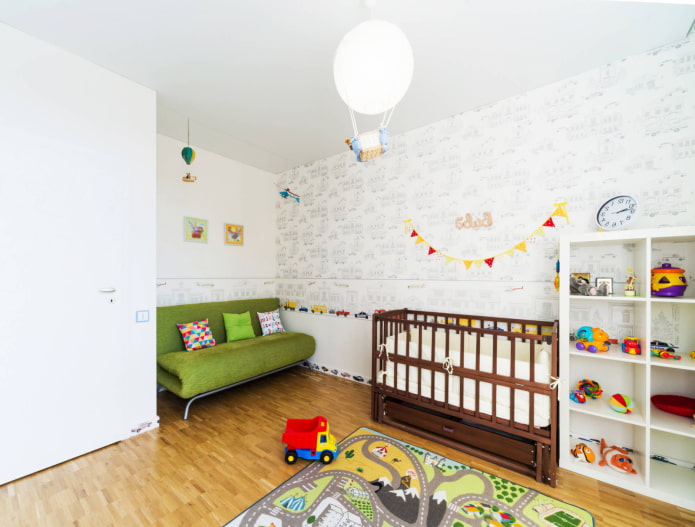 Sofá plegable en la habitación infantil