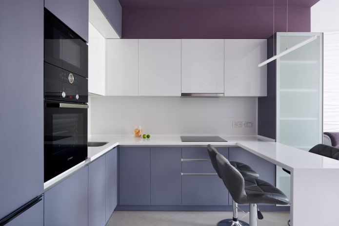 Cocina en tonos lilas