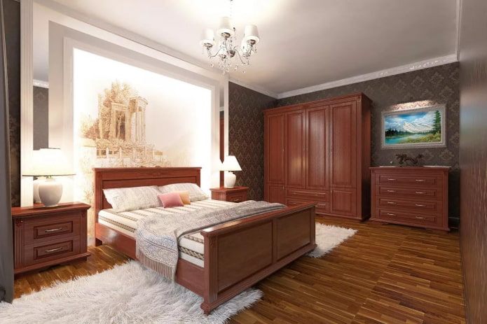conjunto de dormitorio color nogal