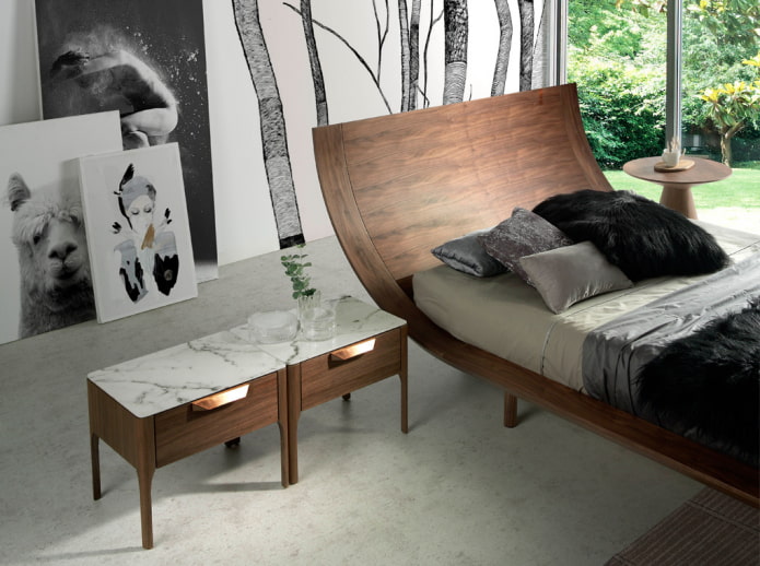 cama con cabecero curvo