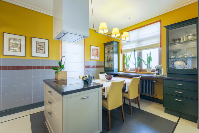 combinaciones de colores en las paredes en el interior de la cocina