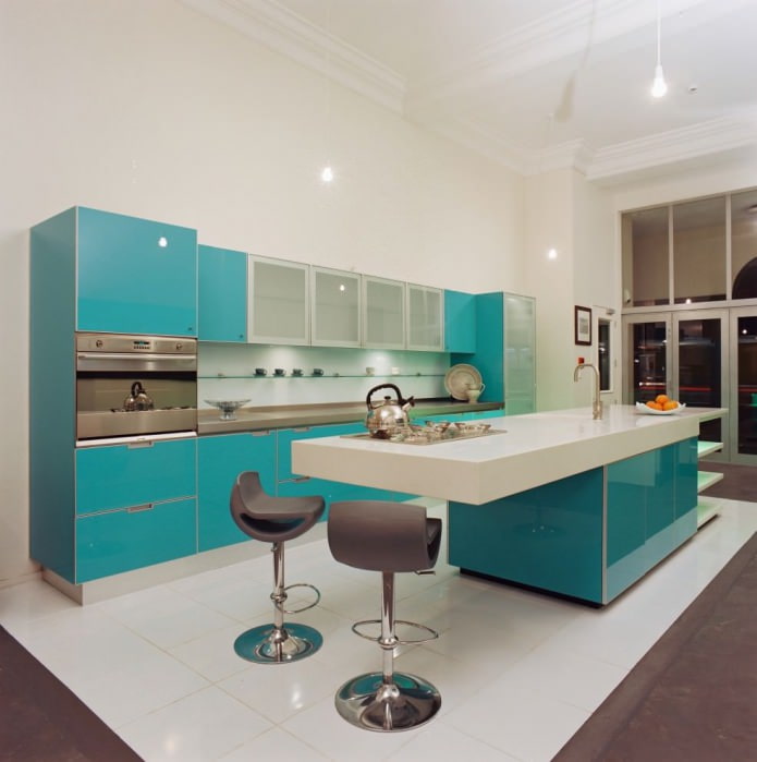 Color Tiffany en el interior de la cocina