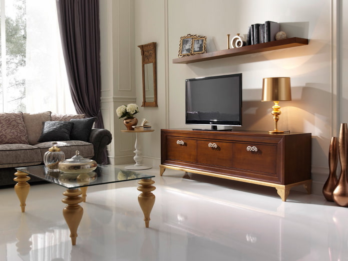 Mueble para TV en un interior de estilo Art Déco
