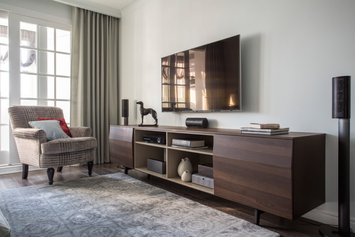 Mueble de TV wengué en el interior