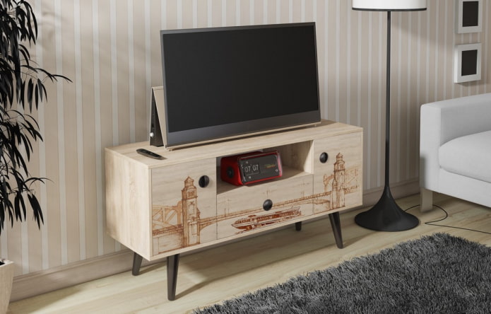 Mueble de TV original en el interior