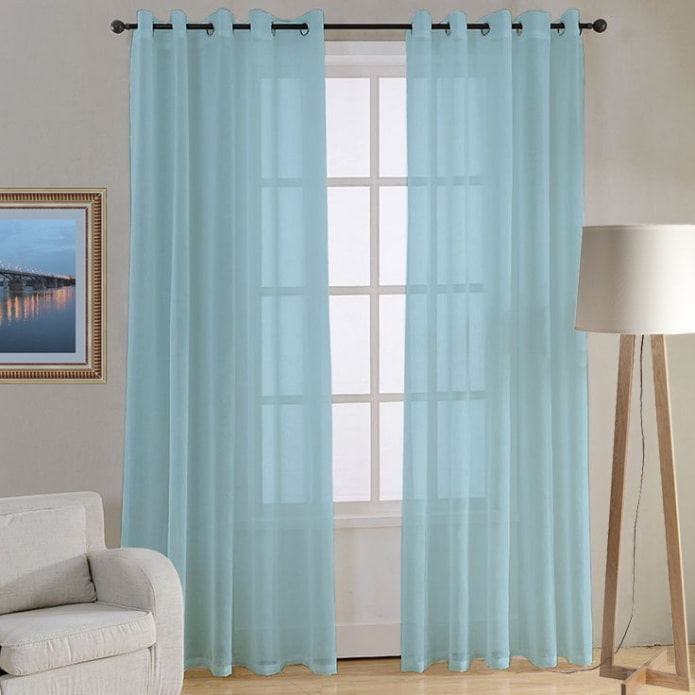 cortinas azules con ojales