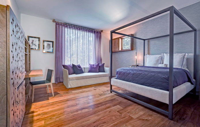 cortinas lilas en el dormitorio