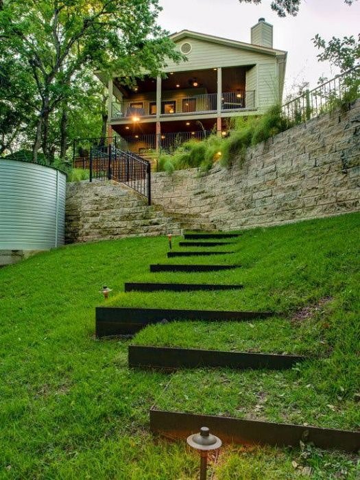 terracing with wood wall