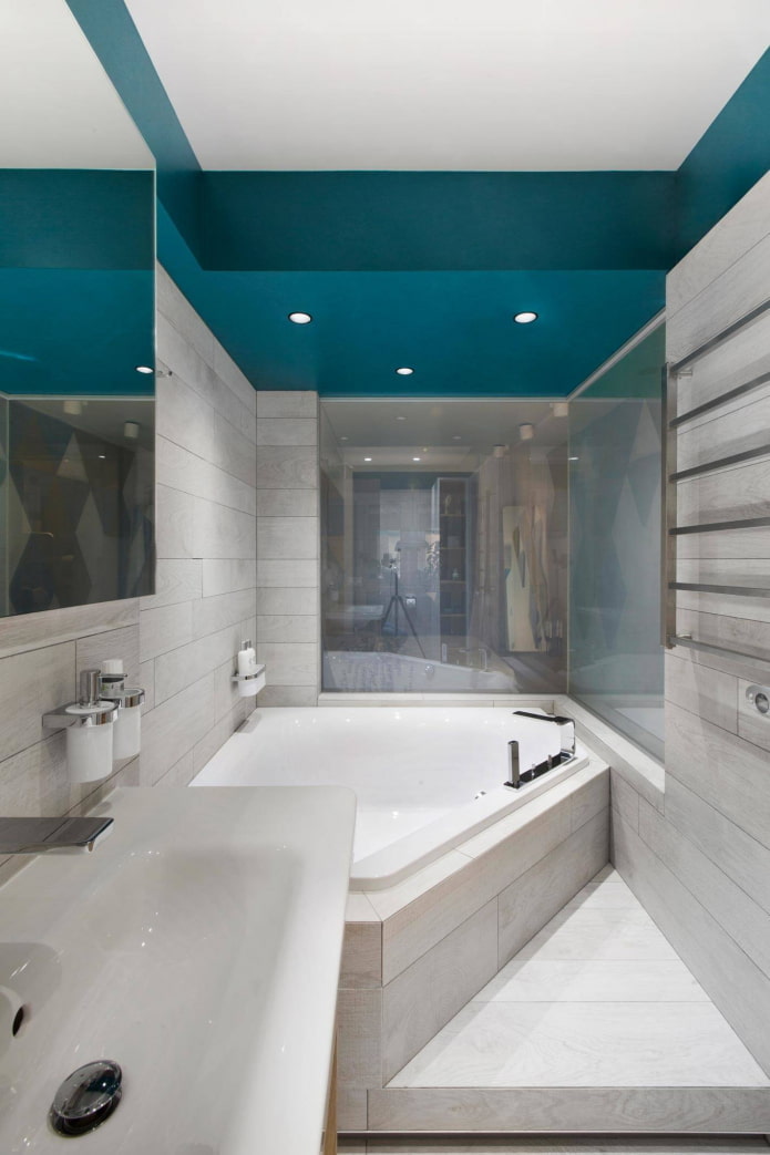 Baño en una habitación estrecha