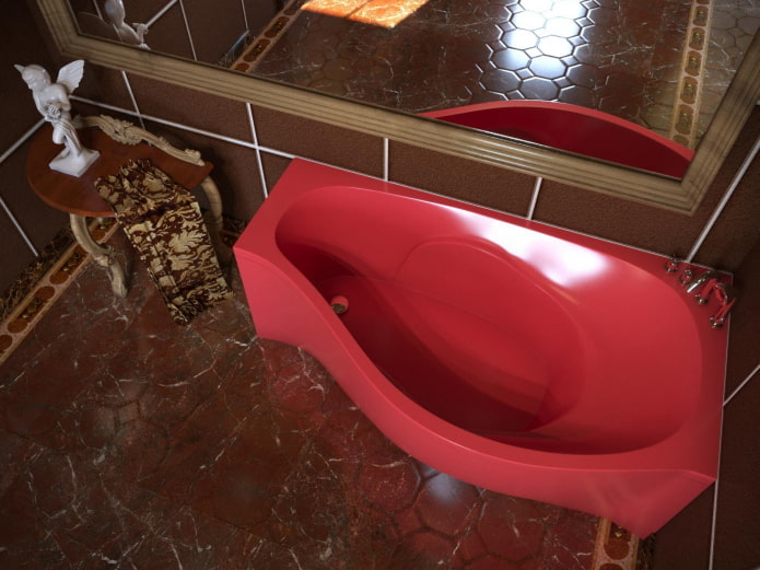 Bañera esquinera roja